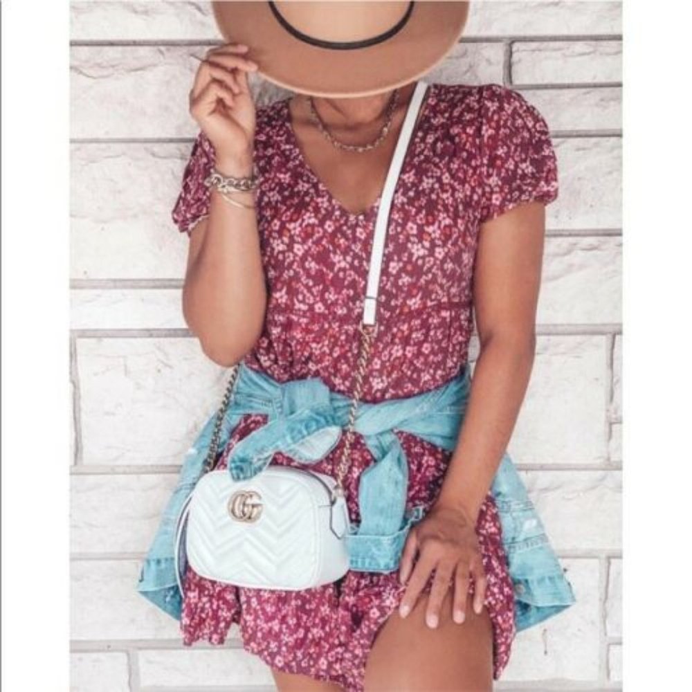 WILD FABLE Red Floral Tiered Babydoll Dress - Picture 3 of 7